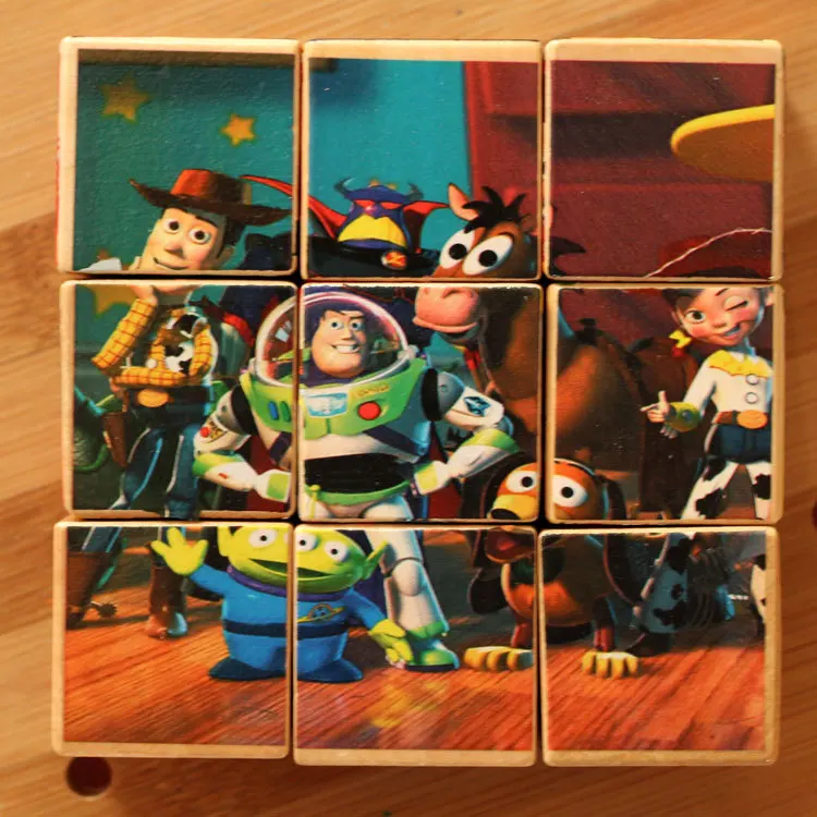 

Toy Story4 Woody Buzz Lightyear Three-dimensional Six-sided Volume Wooden Blocks Toy Story Children's Toys with Tray Slinky Dog