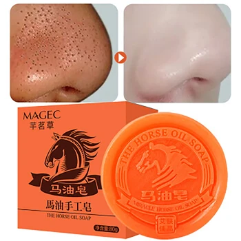 

Horse Oil Handmade Soap Control Oil Remove Mites Pimples Acne Skin Cleaning Soap