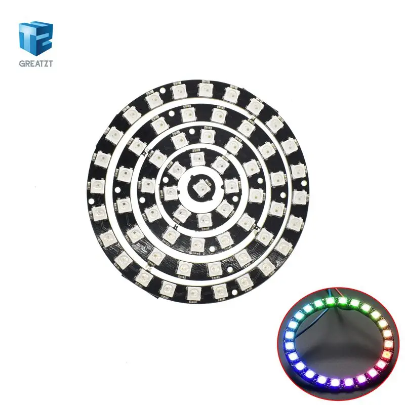 

1pcs RGB LED Ring 1Bit 8Bit 12Bit 16Bit 24Bit WS2812 5050 RGB LED + Integrated Drivers Built-in full-color actuate lights Round