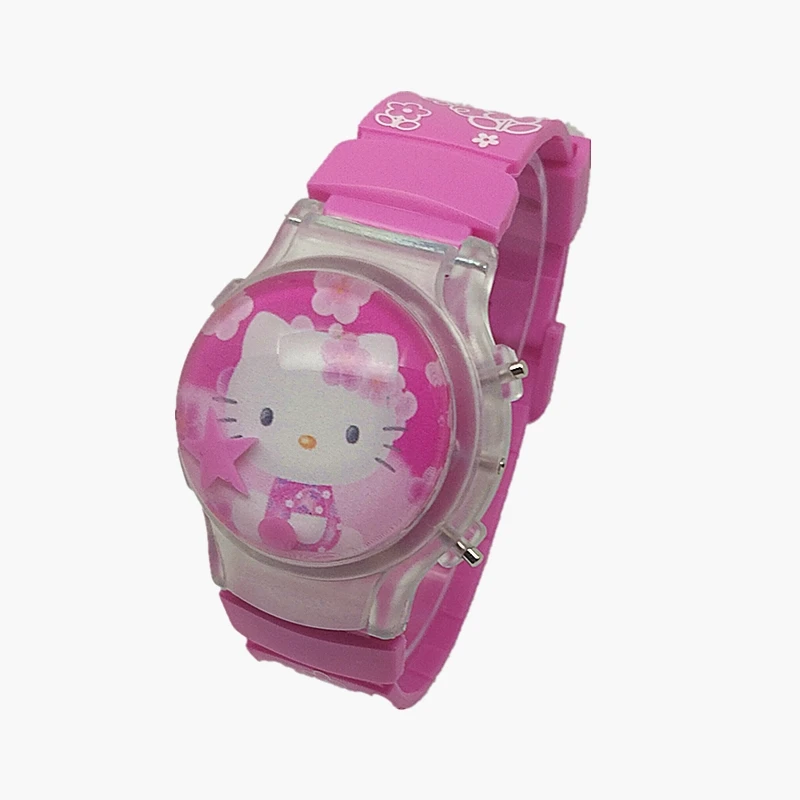 Горячие пирожные KT hello Kitty мультфильм Силиконовые вспышки светоизлучающие электронные детские часы-ракушка часы для девочек и детей