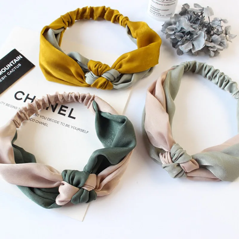 

Simple Cross Knot Bow Headband Women Elastic Hairband Vintage Ribbon Hair Band Ladies Headdress Hair Accessories