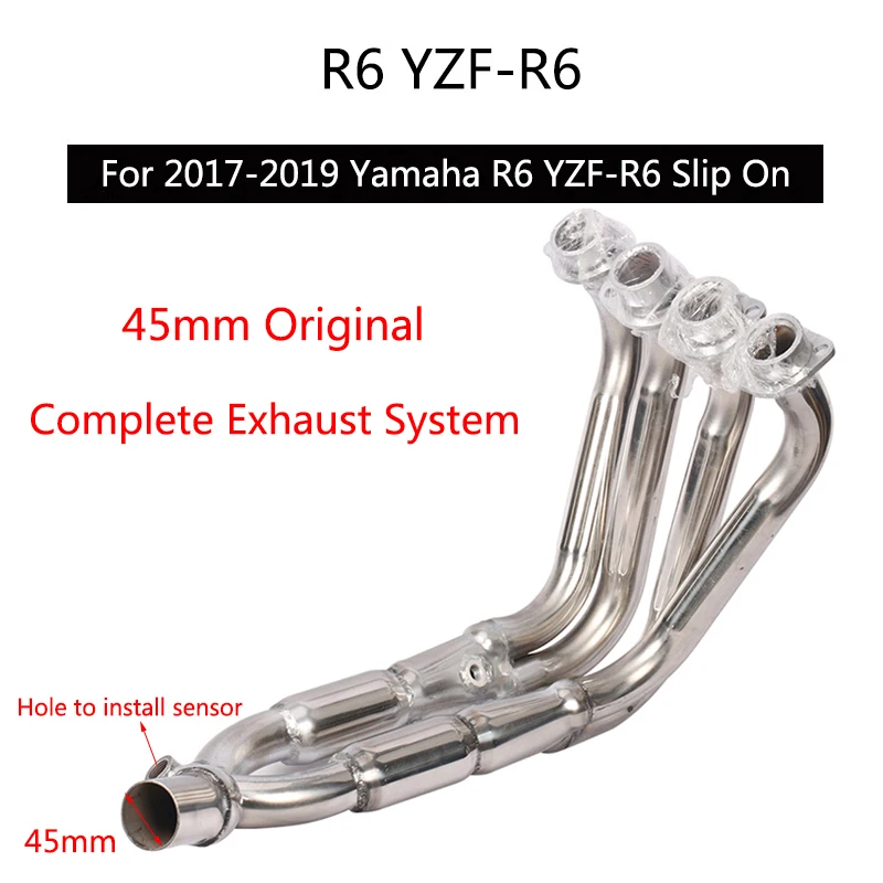 

( 45 mm Original Exhaust System ) for 2017-2019 Yamaha R6 YZF-R6 Exhaust Pipe Slip On 45 mm Muffler Motorcycle Front Link Pipe