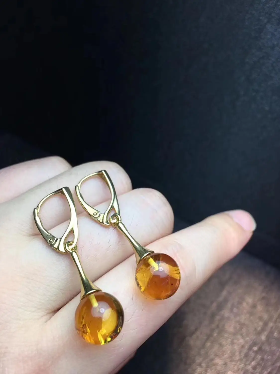 

Natural Flower Amber Drop Earrings For Women Lady Love Gift 10.8mm Round Beads 925 Silver Stone Fashion Earrings Jewelry AAAAA