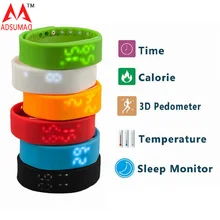 Adsumad наручные W2 SmartBand тонкий умный Браслет USB 3D Шагомер сна Температура калорий монитор время Дисплей Фитнес спортивные