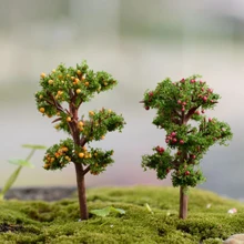 8 Types Mini Garden Ornament Miniature Resin Tree Figurine Craft Plant Pot Fairy Garden Decor