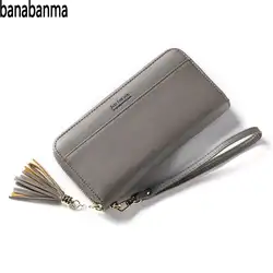 Banabanma Для женщин кошелек простой элегантный-стиль клатч на молнии с кисточками большой Ёмкость сумки Кошельки и портмоне Для женщин ZK30