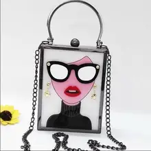 Free shipping fashion acrylic cartoon chain shoulder messenger bag