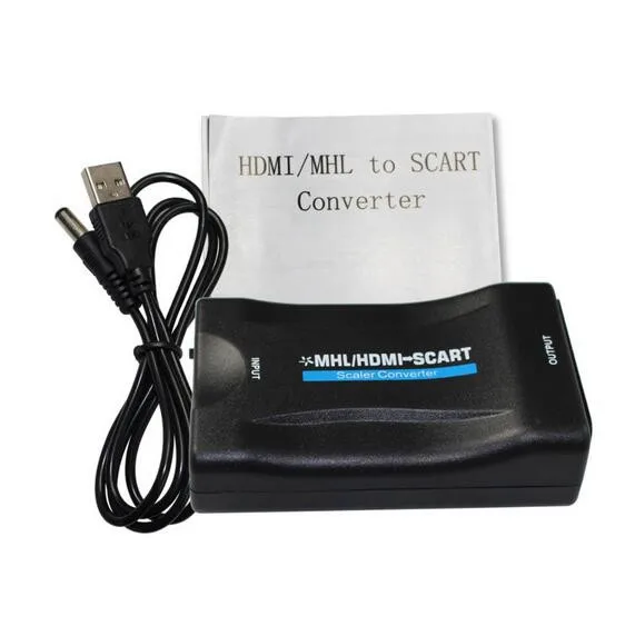 Розничная и HDMI конвертер/переходник в scart видео Звуковая шкала преобразователь аудиовизуальных систем адаптер сигнала приемник HD tv DVD с кабелем постоянного тока