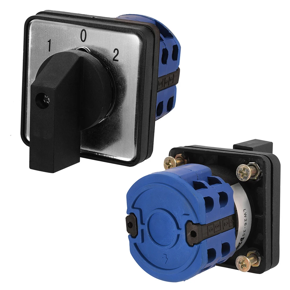 3 Positions Rotary Cam Changeover Switch On-Off-On Control Switch  + Screws LW26-20D 20A