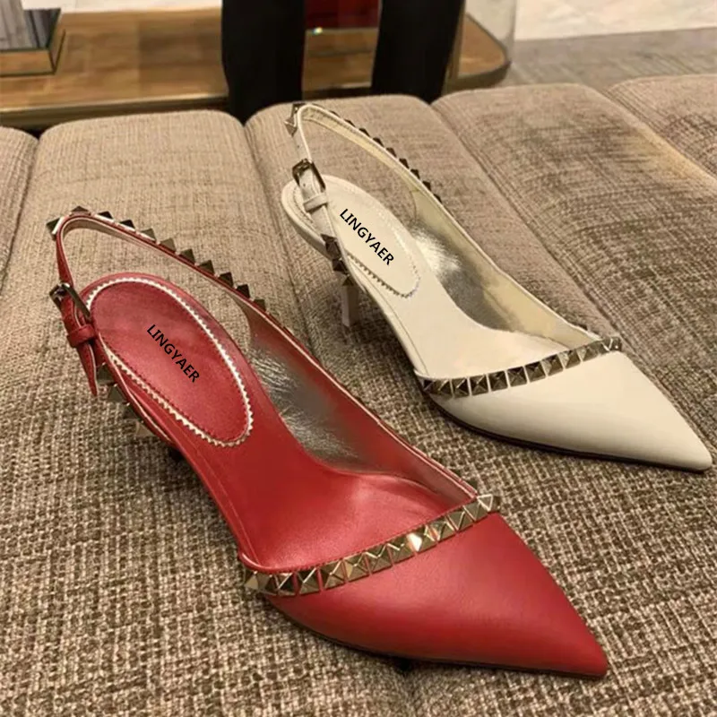 

Carole Levy 2019 New Fashionable Pointed Toe Med Heels Beige Red Woman Shoes Summer Lady Concise Sexy Party Pumps Simple Sandals