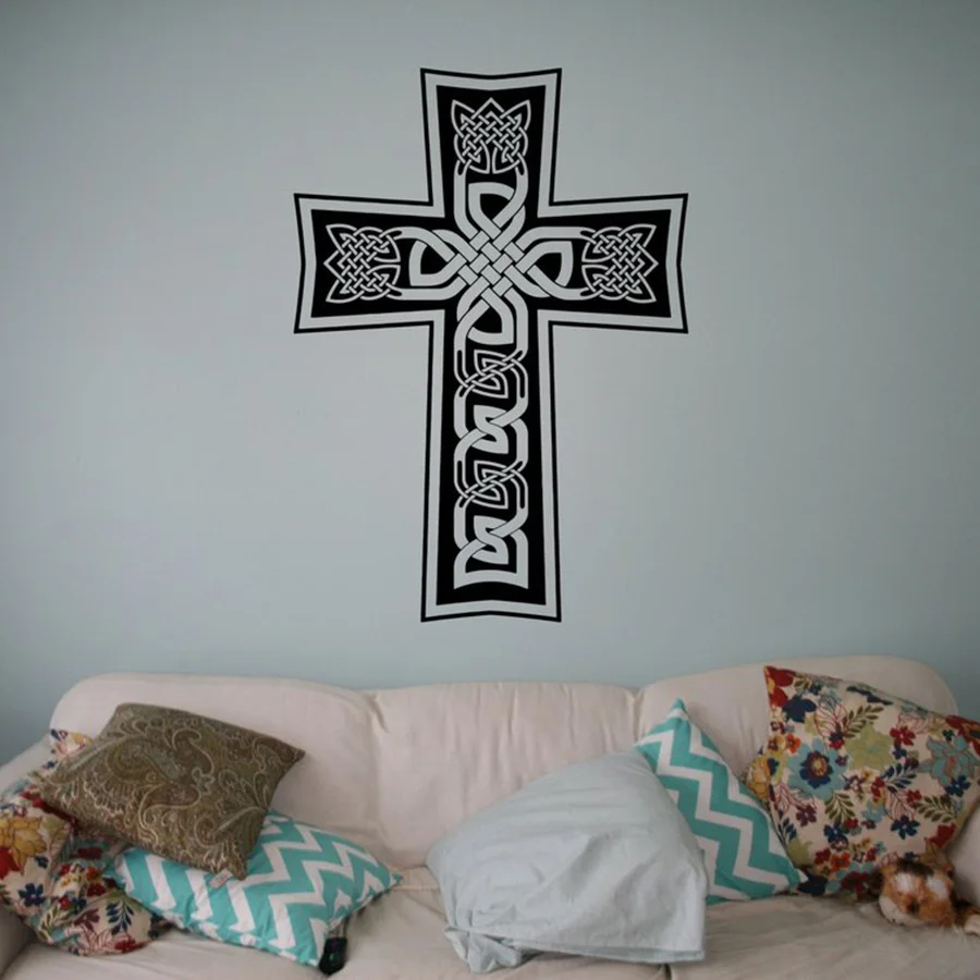 Cross Wall Vinyl Decal Ornament Wall Sticker Home Interior Bedroom Decor Wall Art Design N217