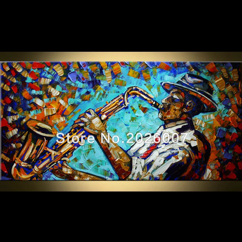 

Hand Painted Palette Knife Abstract Saxophone Player Oil Painting On Canvas Modern Painting Decoration Fine Art Decor Artwork