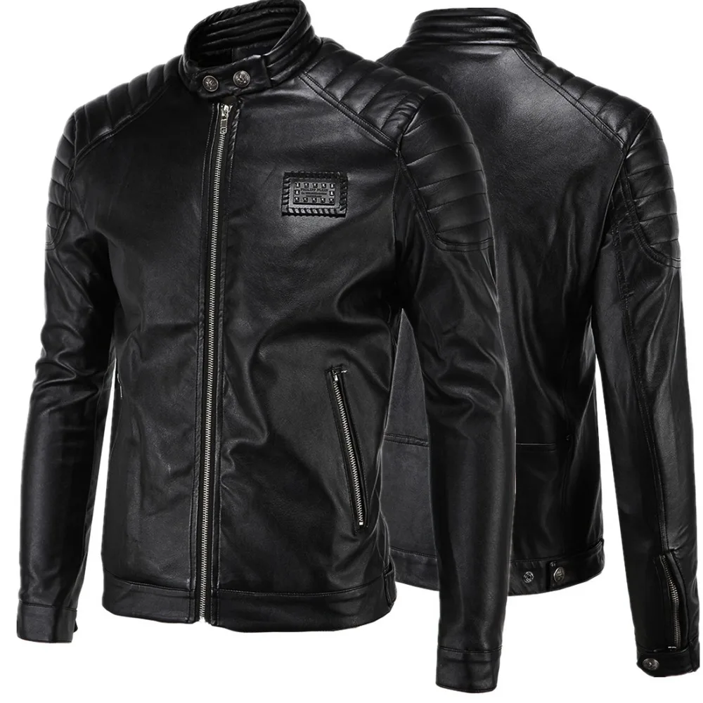 

Good quality Men's Slim Motorcycle jackets New Fashion Male solid Leather & Suede Outwear Coats Jaqueta Leather clothing 4XL