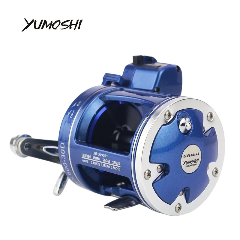 

2018 NEW YUMOSHI 12+1BB offshore angling gapless Drum Wheel fishing reel with Electric Depth Counting Multiplier body