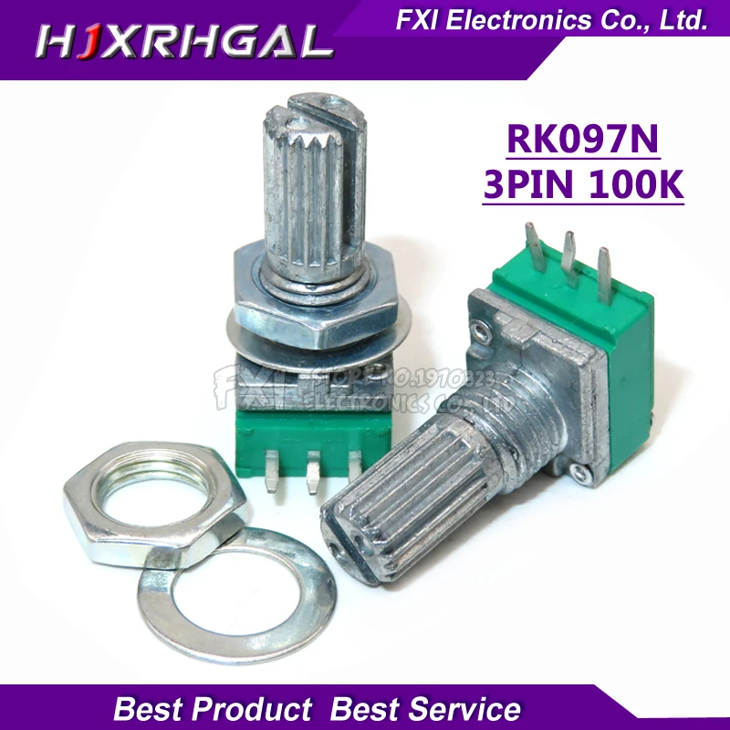 

5PCS RK097N 100K single linked potentiometer B100K with a switch audio 3pin shaft 15mm amplifier sealing potentiometer