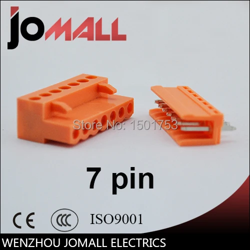 

3.96mm Pitch 7 pin 7 way orange color Terminal Block Plug Connector