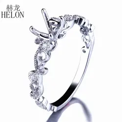 HELON 5-6 мм круглый разрез полу крепление кольцо Solid 14 К (AU585) белое золото натуральный Алмазы обручальные обручальное кольцо ювелирные