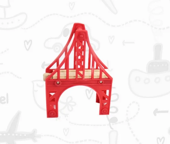 Деревянный поезд трек бук мост рельсовые дорожки аксессуары подходят для Brio развивающие мальчик дети игрушка несколько железная дорога с паровозиком Томас - Color: RED BRIDGE m
