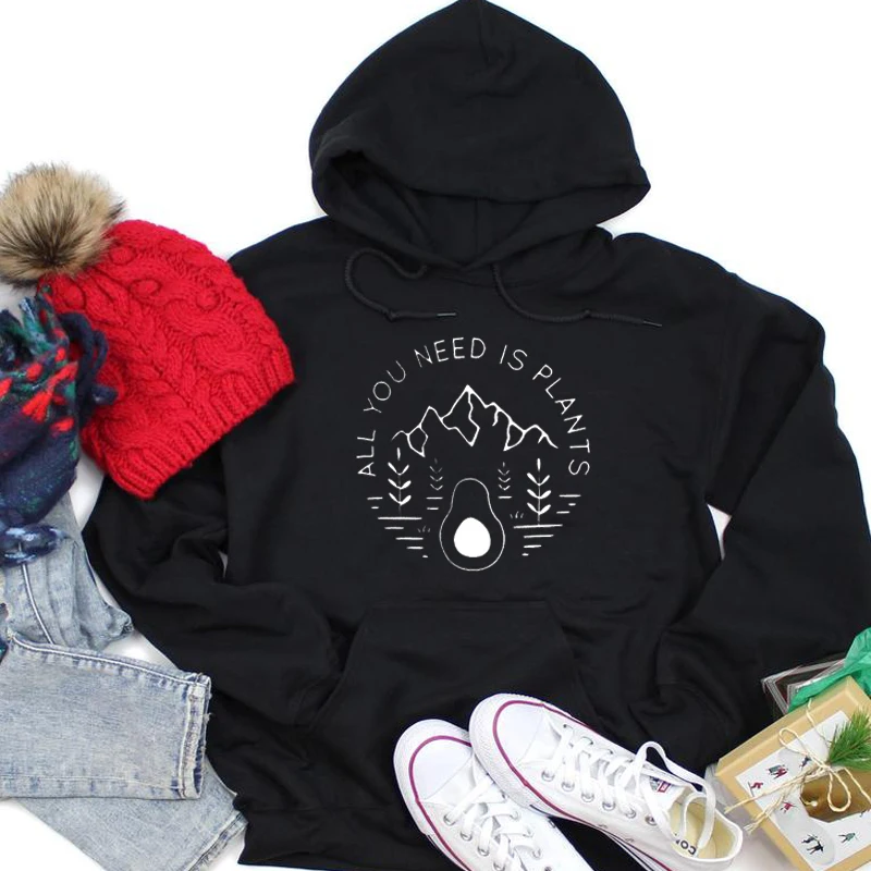  All You Need Is Plants Hoodies 90s Women Causal Funny Graphic Sweatshirt Plus Size Jumper Harajuku 