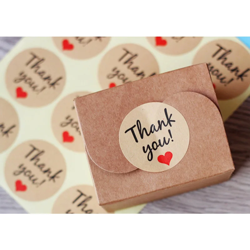 120pcs Labels Sealing Craft Stickers Wedding Favours Letters Thank You Card Gifts Brown Scrapbooking Stamping Sticker Papers