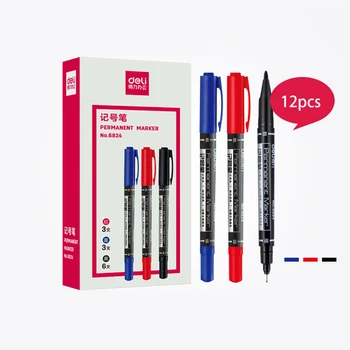 

12pcs/box Dual Head Marker Pens Pigment Liner 0.5mm 1.0mm Black Blue Red Ink CD Markers Waterproof School Office Supplies
