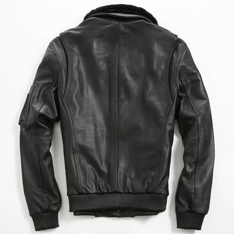 Классическая мужская куртка B3 с меховым воротником, черная, коричневая зимняя мужская куртка из натуральной кожи, модное мужское пальто из натуральной кожи