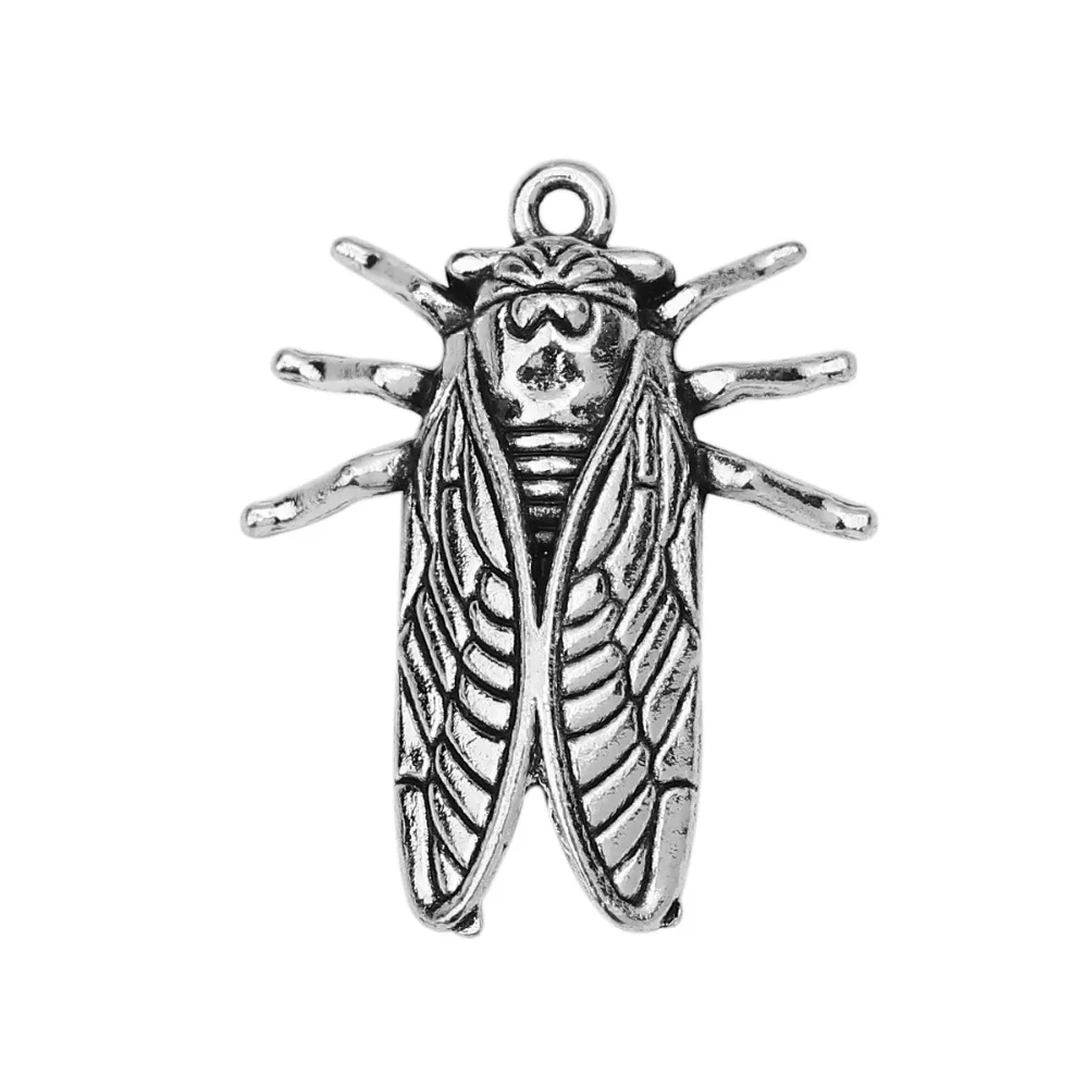 

DoreenBeads Zinc Based Alloy Charms Pendant Insect Cicada Antique Silver Color 28mm(1 1/8") x 23mm( 7/8"), 30 PCs