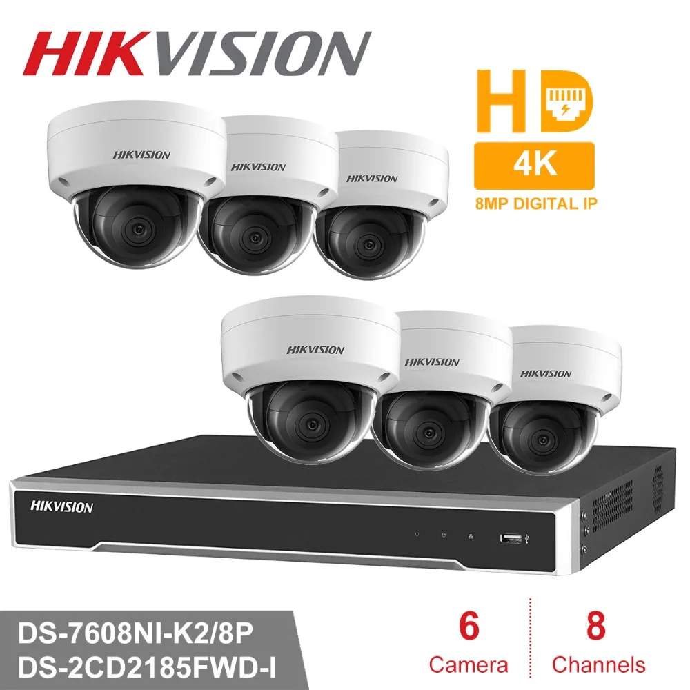 Hik 8CH HD POE NVR комплект 6 шт. 8MP DS 2CD2185FWD I CCTV система безопасности купольная наружная IP - Фото №1