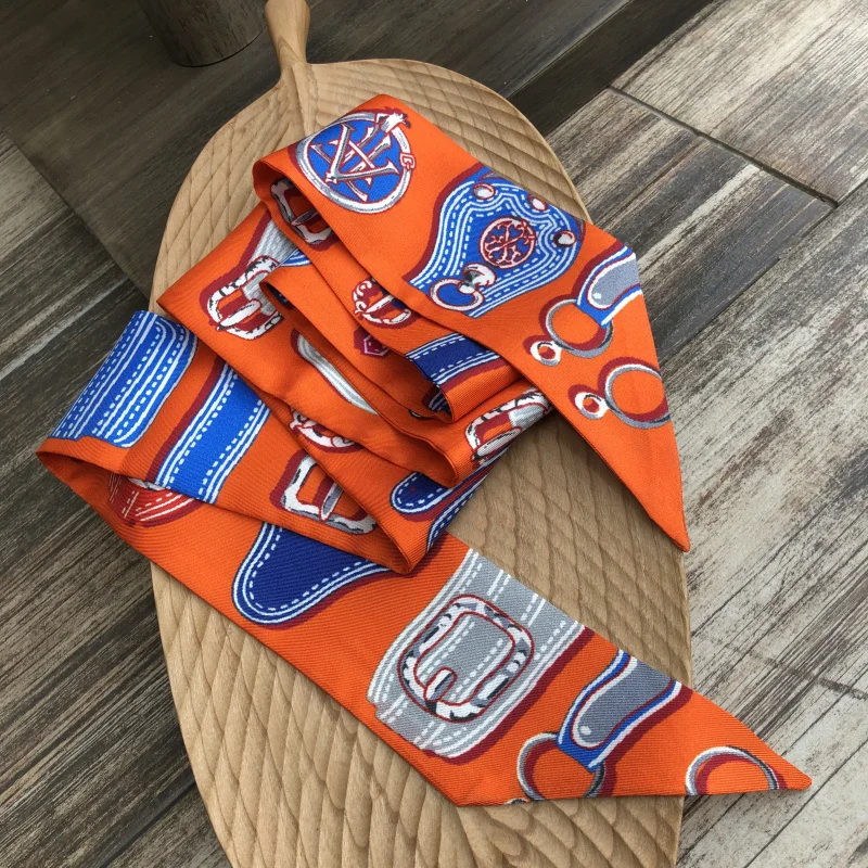 

Orange Belt Ribbon Scarf for Women Bag Hat Headband Hairband Belt Wrist Scarf Neck Head Scarf 120*6cm
