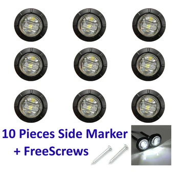 

10 PCS 3/4 Inch 3 Colors LED Side Makers Indicator Light For Car Motorcycle Trailer Caravan Truck