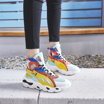 

Stylish Women Running Shoes Increasing INS Ulzza Harajuku Sneakers Cushioning Platform Breathable Mesh Sports Walking N4-10