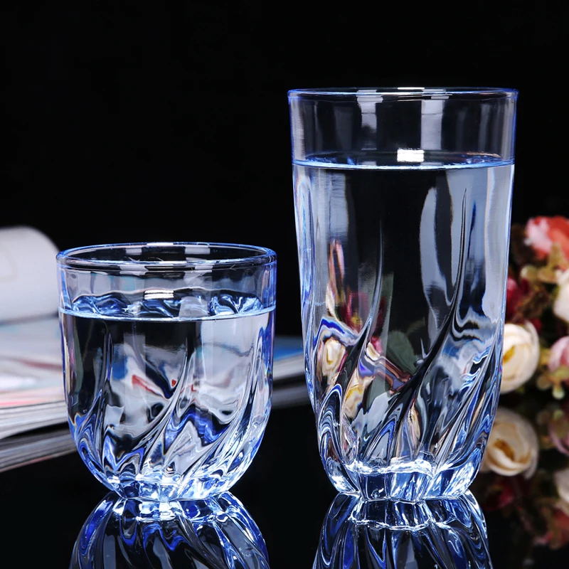 Crystal cup Blue transparent Heat resistant glass cup 6 onlyin Brandy