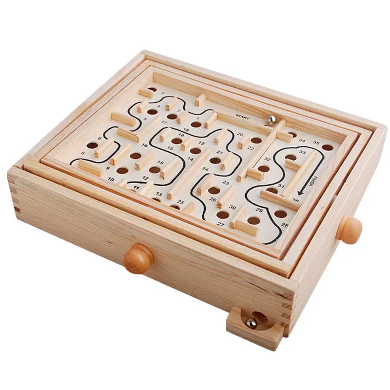 Mini Wooden Labyrinth Board Game, Ball In Maze Puzzle Handcrafted Toys