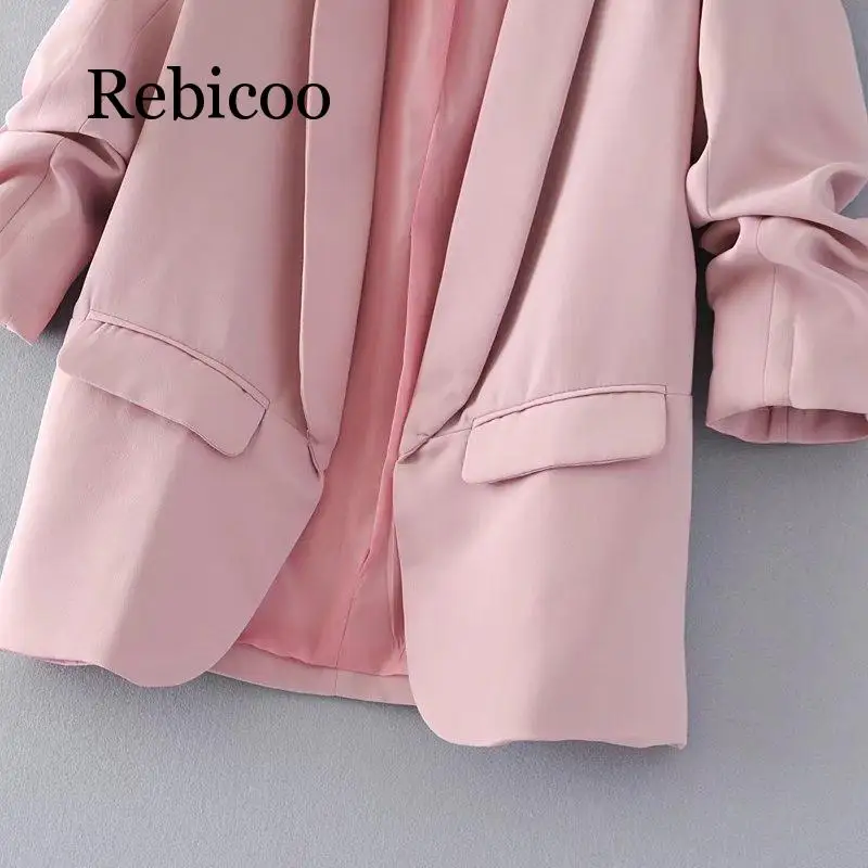 Jacket women elegant 5 color outerwear pocket office casual fashion jacket