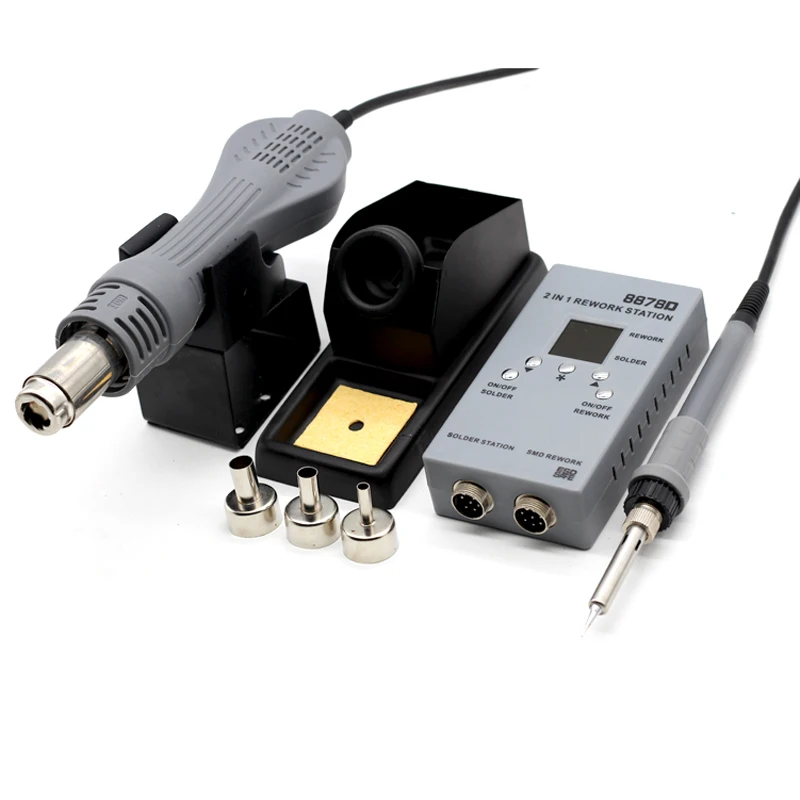 2 в 1 портативная SMD паяльная станция 8878D 700 Вт 220 В фена + паяльник лучше чем 8586 8586D 8858