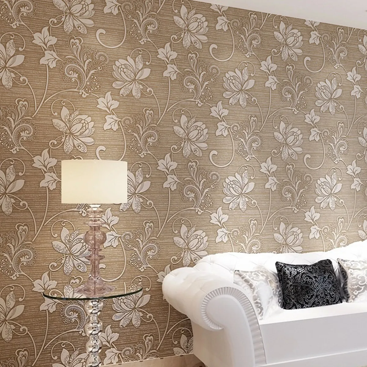 

10m x 53cm 3D European Style Wallpapers Embossed Flower Pattern Wall paper For Living Room Bedroom Background Wall Stickers