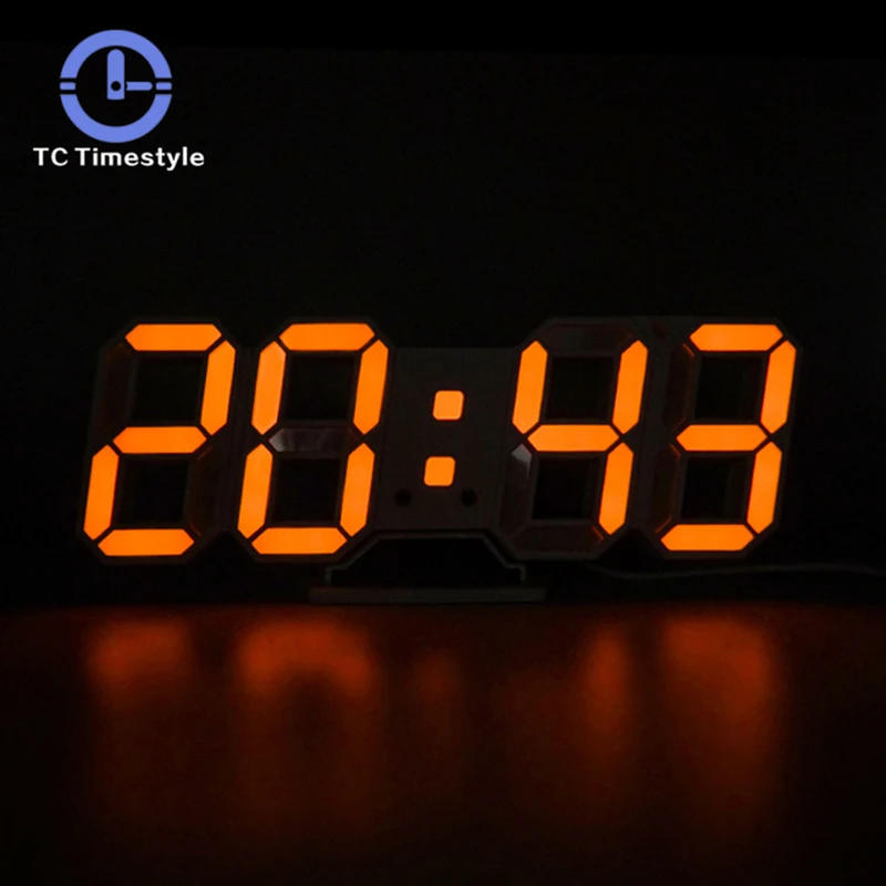  3D LED Wall Clock Modern Digital Alarm Clocks Display Home Kitchen Office Table Desk Night Wall Wat