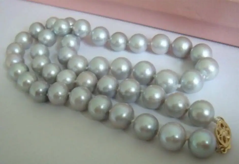 

11-12MM TAHITIAN GRAY GREY NATURAL PEARL NECKLACE 18