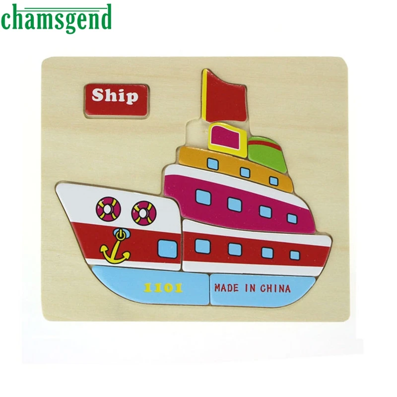 High Quality Wooden Animals Kid Children Educational Toy Puzzle Cartoon Baby Aug24