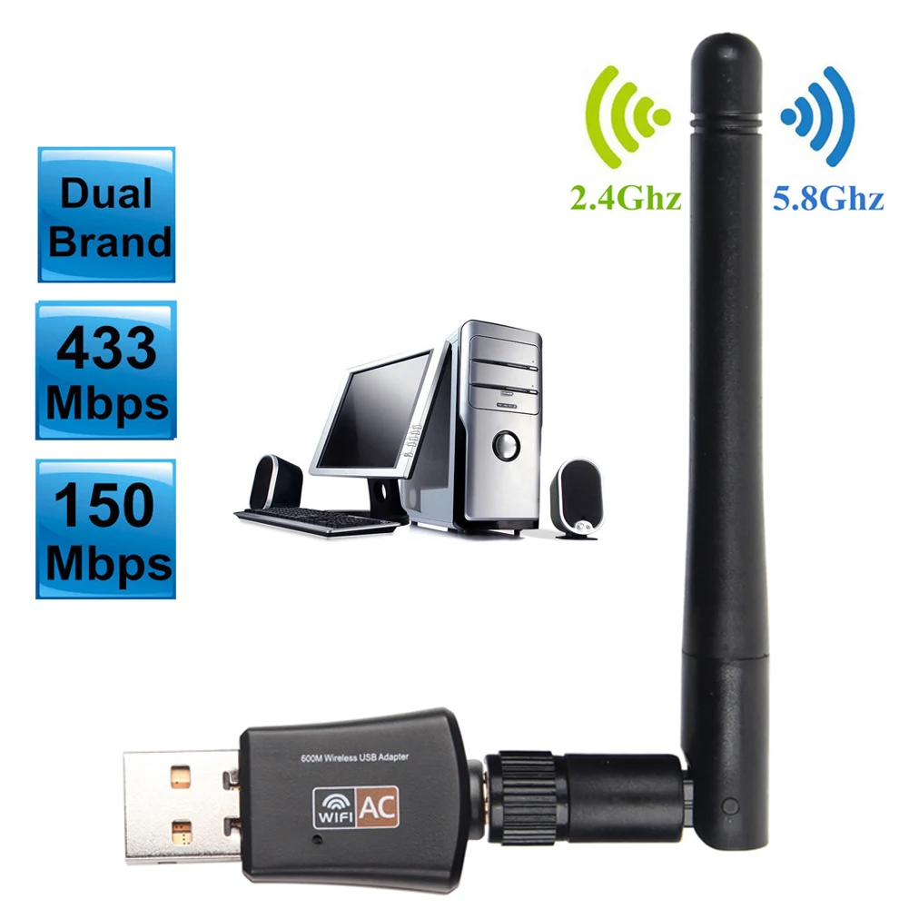 5 ГГц USB Wifi адаптер 600 Мбит Беспроводной ЛВС USB PC Wi-Fi антенны Поддержка окна Linx2.6X Mac OS 802.11AC сетевая карта с интерфейсом USB