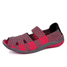 Women Casual Shoes Spring&Summer Flats Fish Mouth Open Toe Shoes Breathable Woven Hollow Pedal Mujer Lazy Shoes Women Sandals