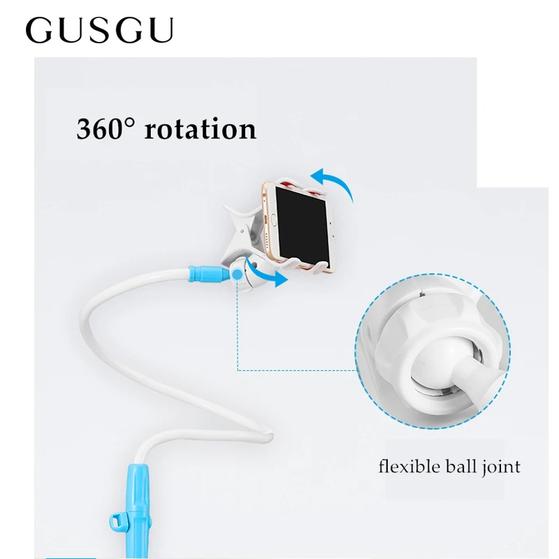 GUSGU Flexible Phone Holder 130cm Swan Neck Universal Arm Lazy Cellphone Stand Table Clip Bracket For iPhone Samsung Xiaomi