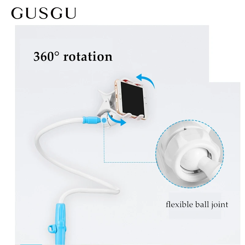 GUSGU Flexible Phone Holder 130cm Swan Neck Universal Arm Lazy Cellphone Stand Table Clip Bracket For iPhone Samsung Xiaomi GUSGU Flexible Phone Holder 130cm Swan Neck Universal Arm Lazy Cellphone Stand Table Clip Bracket For iPhone Samsung Xiaomi