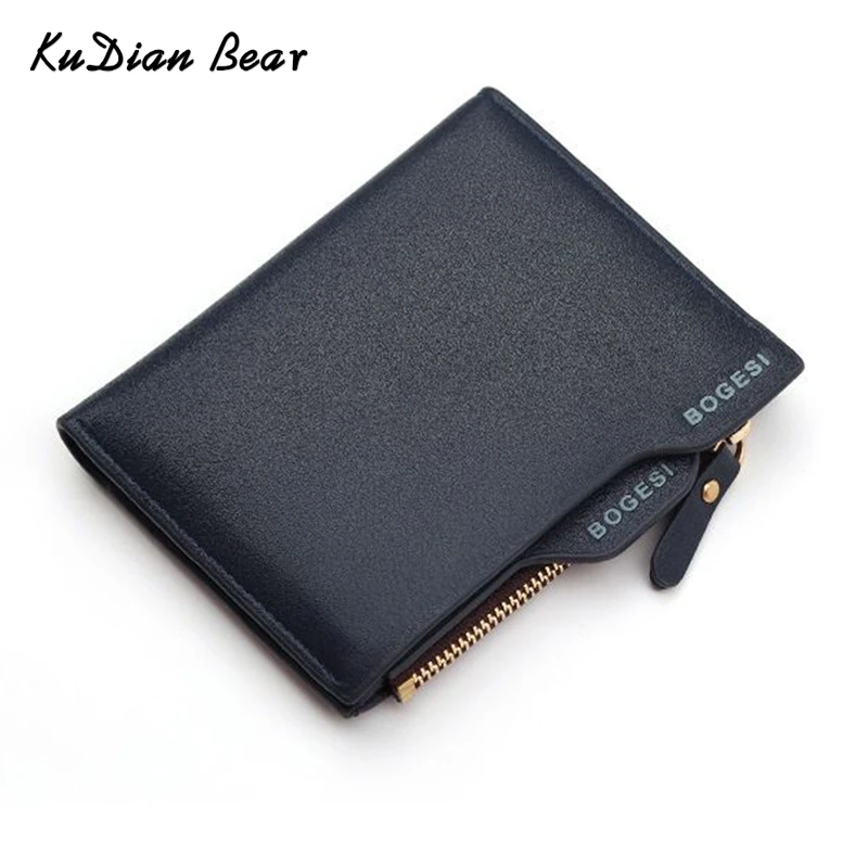 

KUDIAN BEAR Leather Zipper Short Men Wallet Mini Card Holder Male Money Purses Coin Pouch Pu Leather Clutch Bag -- BID054 PR49