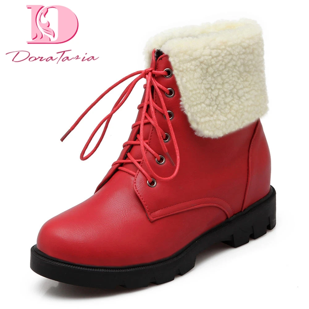 

DoraTasia 2018 Dropship Fashion Add Fur Martin Boots Women Shoes Woman Casual Shoes Leisure Female Warm Booties