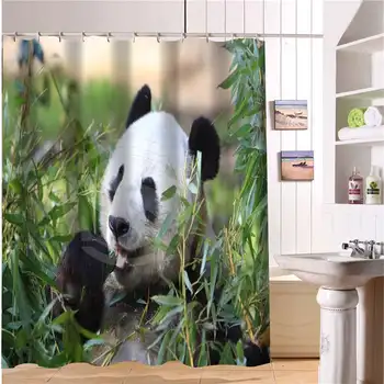 

WJY510H31 Custom panda bamboo bear Fabric Modern Shower Curtain bathroom Waterproof Drop Shipping N31