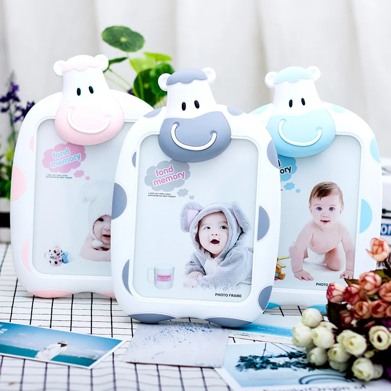 

Child Cows Photo Frame Cartoon Set Plastic Photo Frame Home Decorative Cute Cow Picture Frame Small 7 Inch