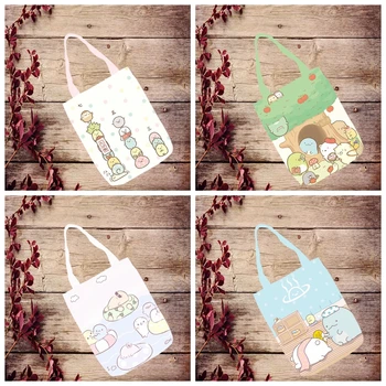 

manga Sumikko gurashi Fashion Anime Foldable Handbag Canvas Shopping Bag Casual Shoulder Bags Customized Tote Lady Girls New