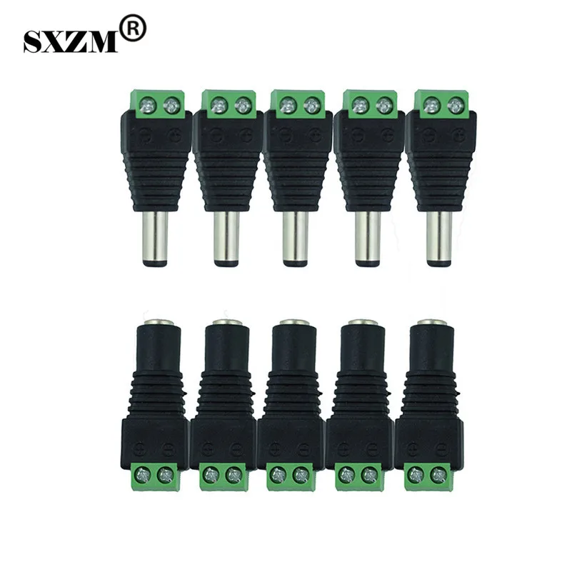 

SXZM 5pcs Female +5 pcs Male DC connector 2.1*5.5mm Power Jack Adapter Plug Cable Connector for 3528/5050/5730 led tape