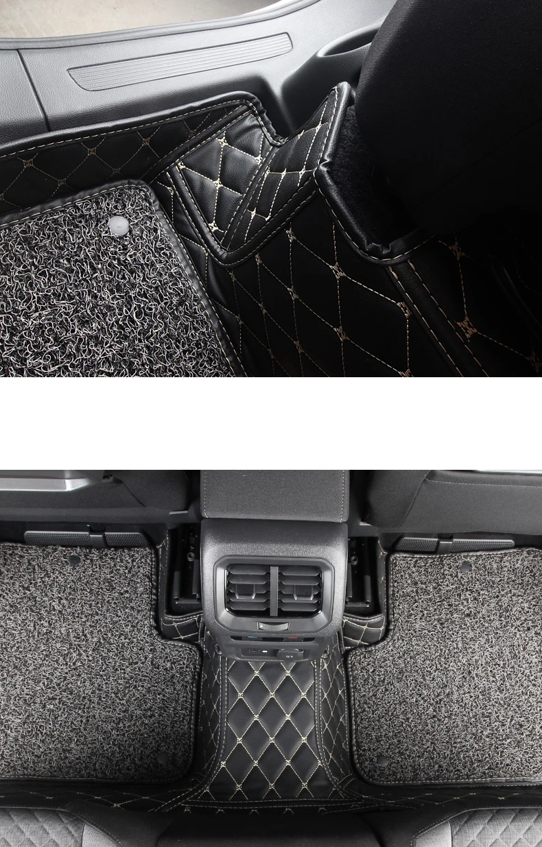 Для Tiguan второго поколения кожа плюс проволочное кольцо коврики Авто ножные колодки автомобильный коврик покрытие для автомобиля Стайлинг
